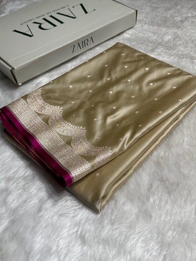Tusser Shades Scallop Motif Booti Mashru Silk Saree MSM-56