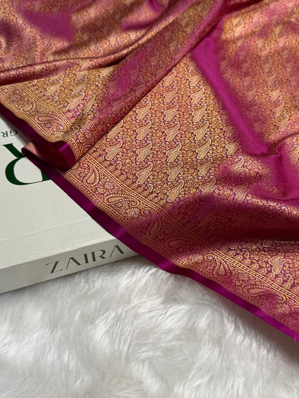 Dark Rani Jamawar Tanchoi Katan Silk Saree SKTM-09