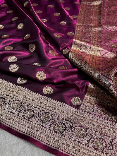 Banarasi Wine Chand Tara Boota With Swarovski Work BSS04