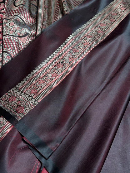 Dark Chocolate Jamawar Tanchoi Katan Silk Saree SKTM-10