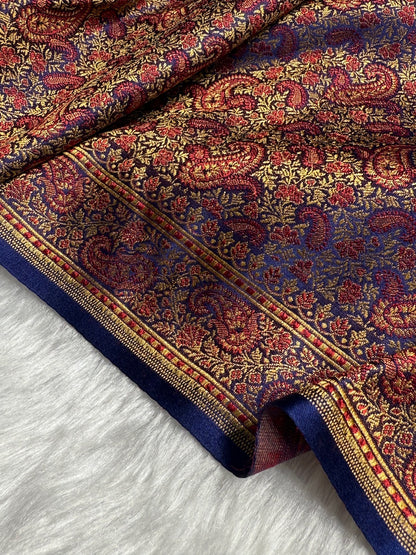 Royal Blue Jamawar Tanchoi Katan Silk Saree SKTM-11