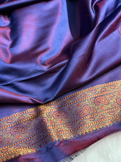 Royal Blue Jamawar Tanchoi Katan Silk Saree SKTM-11