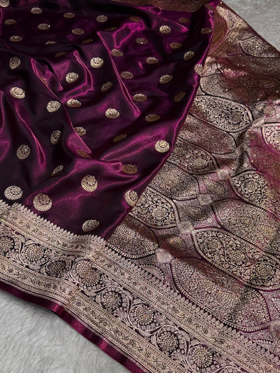 Banarasi Wine Chand Tara Boota With Swarovski Work BSS04