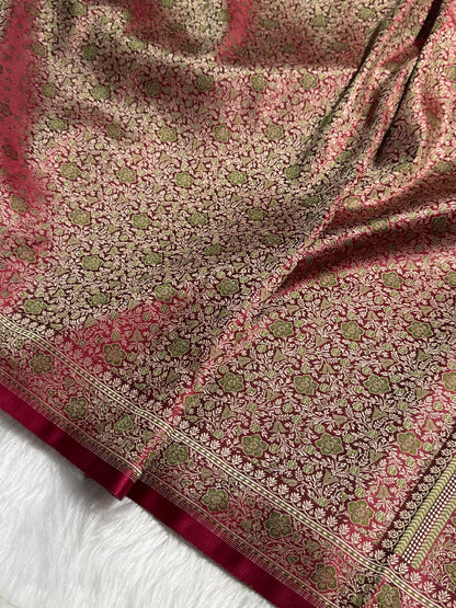 Maroon Jamawar Tanchoi Katan Silk Saree SKTM-14