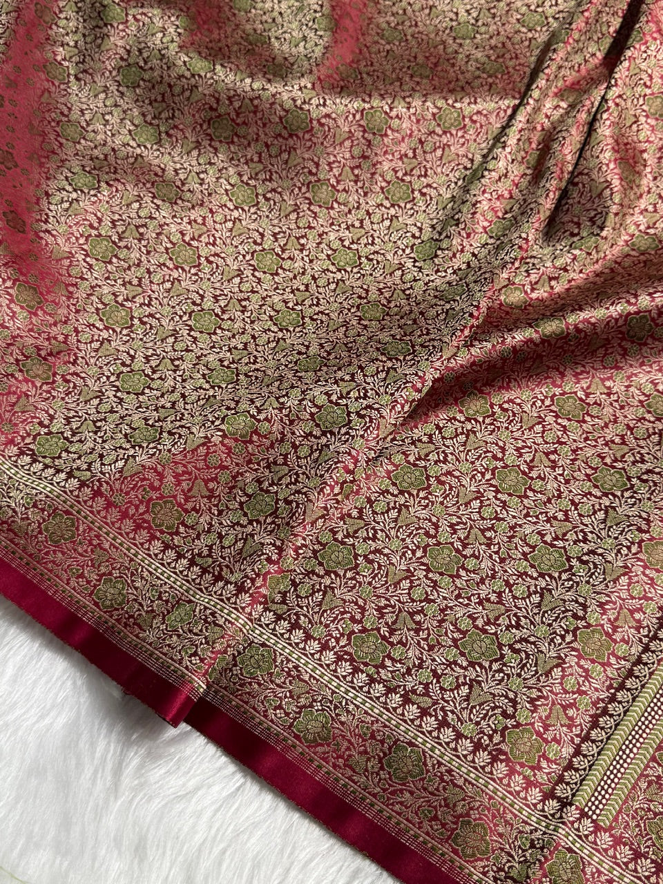 Maroon Jamawar Tanchoi Katan Silk Saree SKTM-14