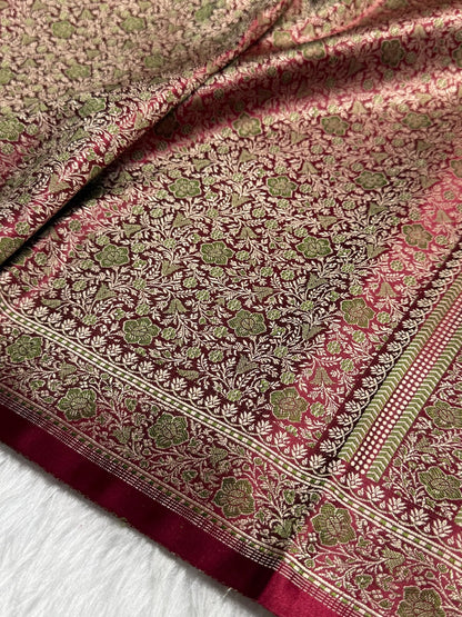 Maroon Jamawar Tanchoi Katan Silk Saree SKTM-14
