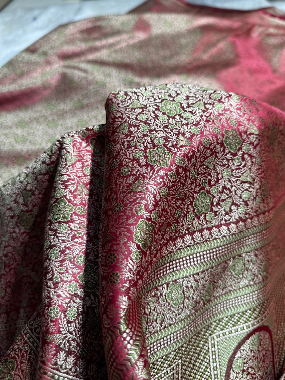Maroon Jamawar Tanchoi Katan Silk Saree SKTM-14