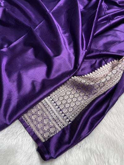 Banarasi Purple Floral Booti Mashru Silk Saree MCS59