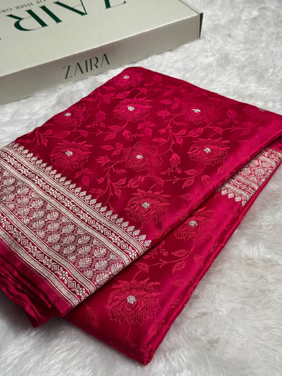 Banarasi Rani Floral Booti Mashru Silk Saree MCS59