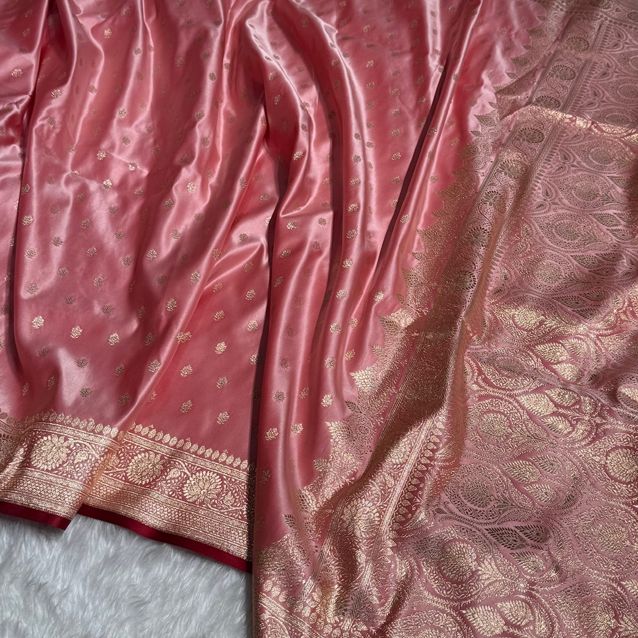 Baby Pink Booti Katan Silk