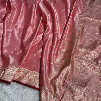 Baby Pink Booti Katan Silk Saree SK07