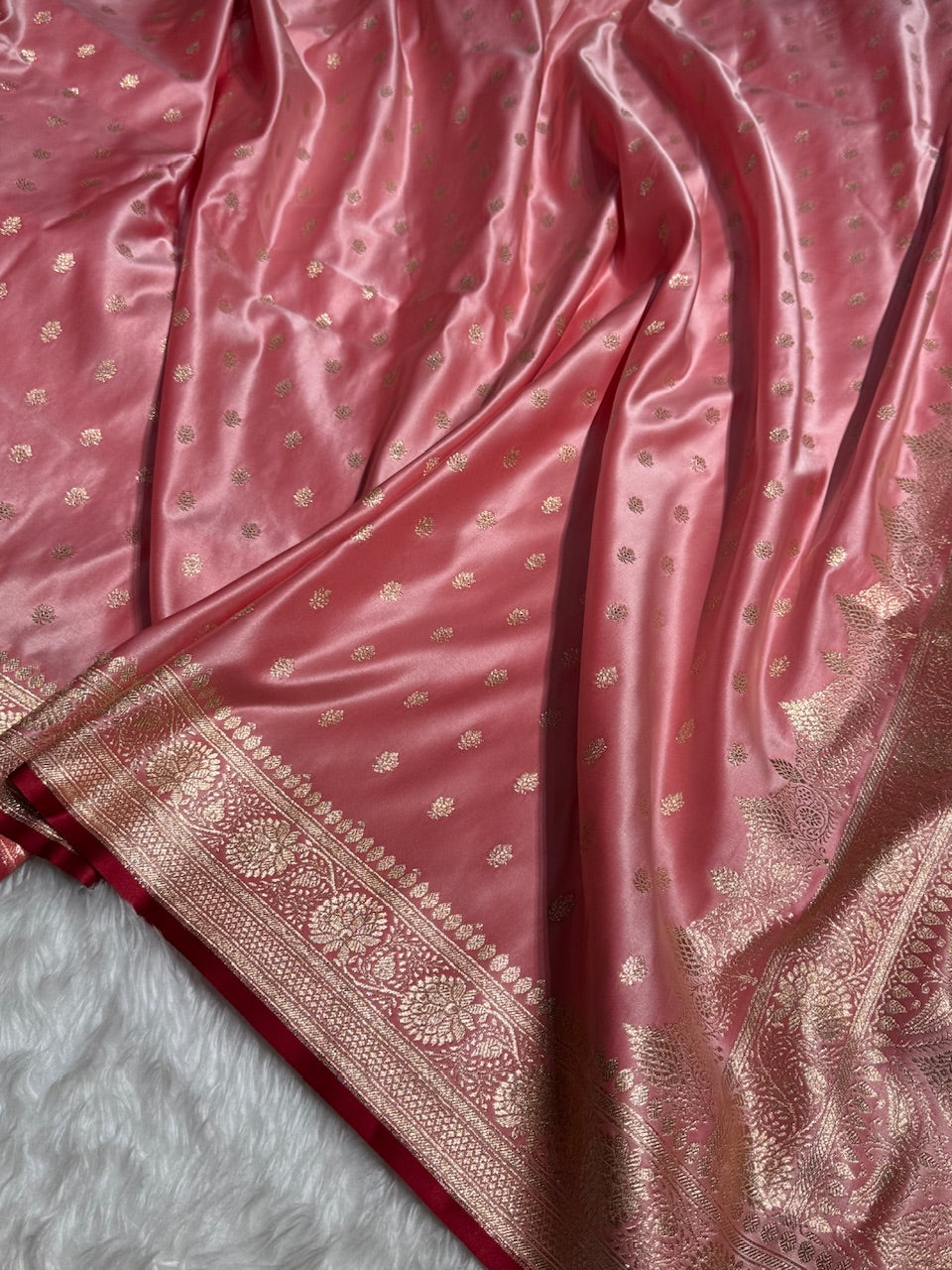Baby Pink Booti Katan Silk