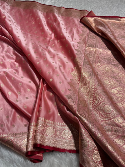 Baby Pink Booti Katan Silk Saree SK07