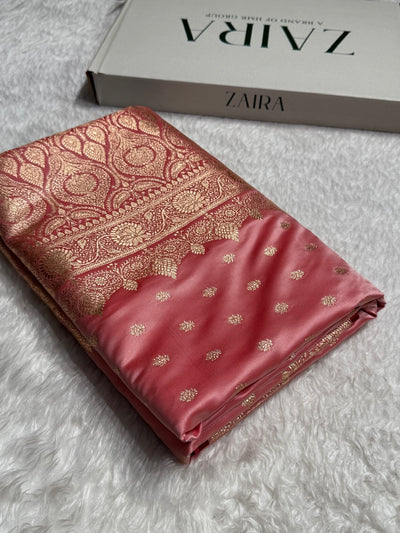 Baby Pink Booti Katan Silk Saree SK07