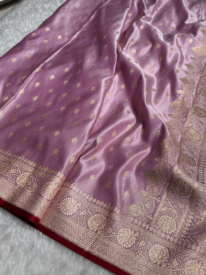 Purple Grey Booti Katan Silk