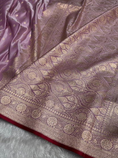 Purple Grey Booti Katan Silk