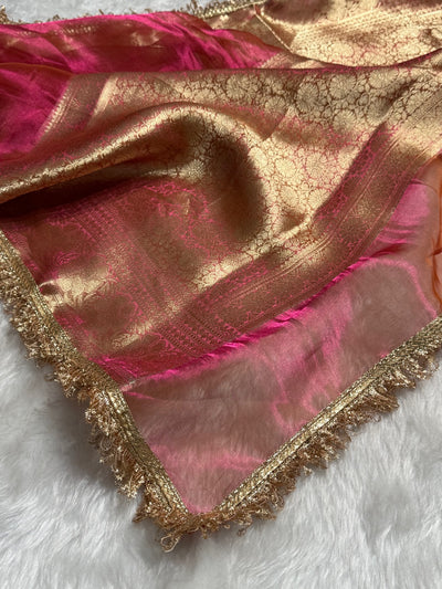 Pinkish Gold Pure Tissue Silk Saree with Gota Patti PTGP-16