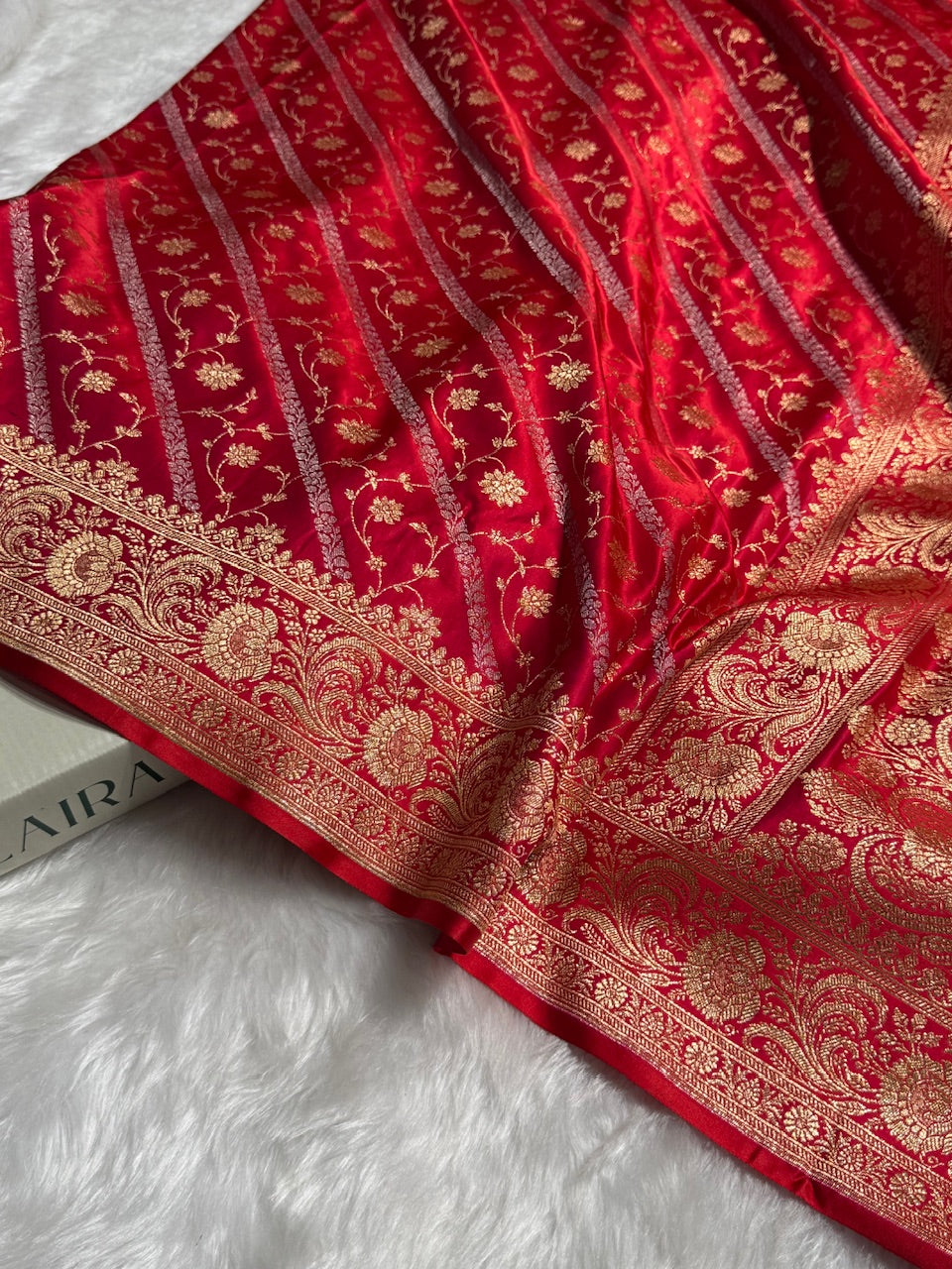 Red Brocade Soft Katan Silk Saree SK52