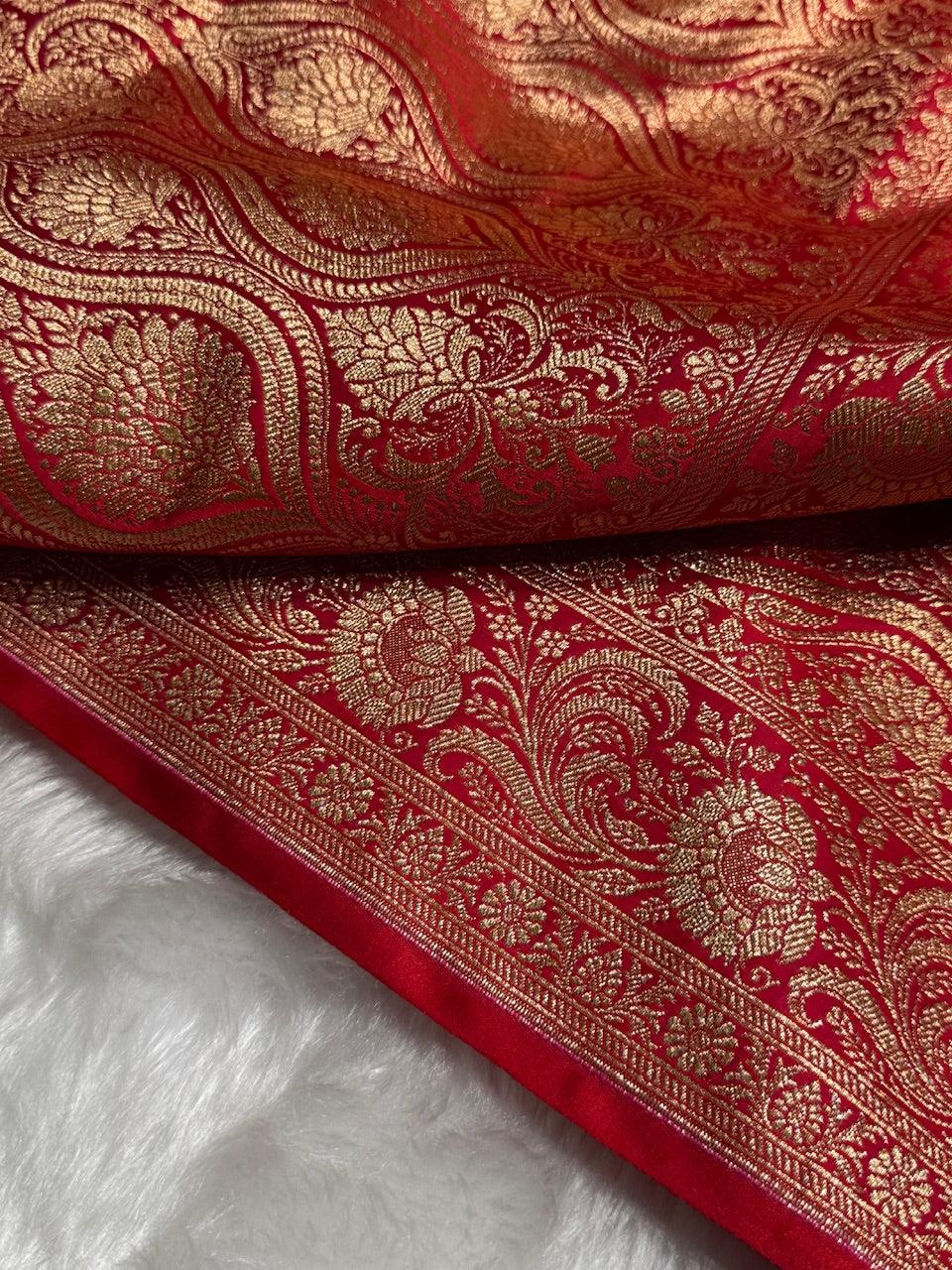 Red Brocade Soft Katan Silk Saree SK52