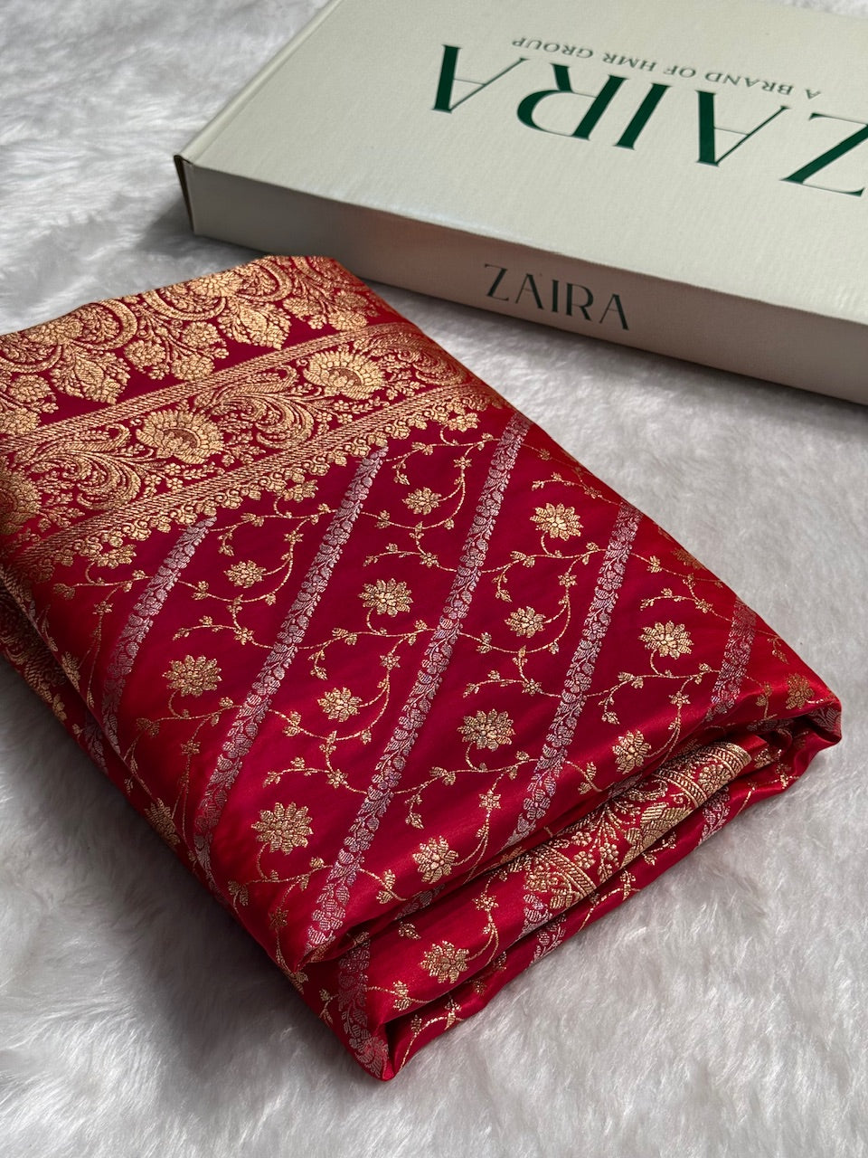 Red Brocade Soft Katan Silk Saree SK52