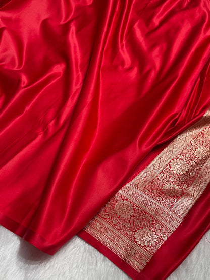 Lavender with Red Booti Satin Katan Silk saree SK29