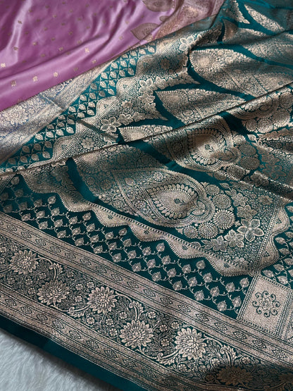 Lavender with Rama Booti Satin Katan Silk saree SK29