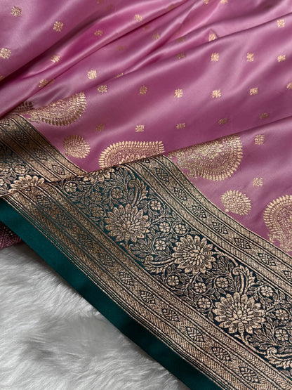 Lavender with Rama Booti Satin Katan Silk saree SK29
