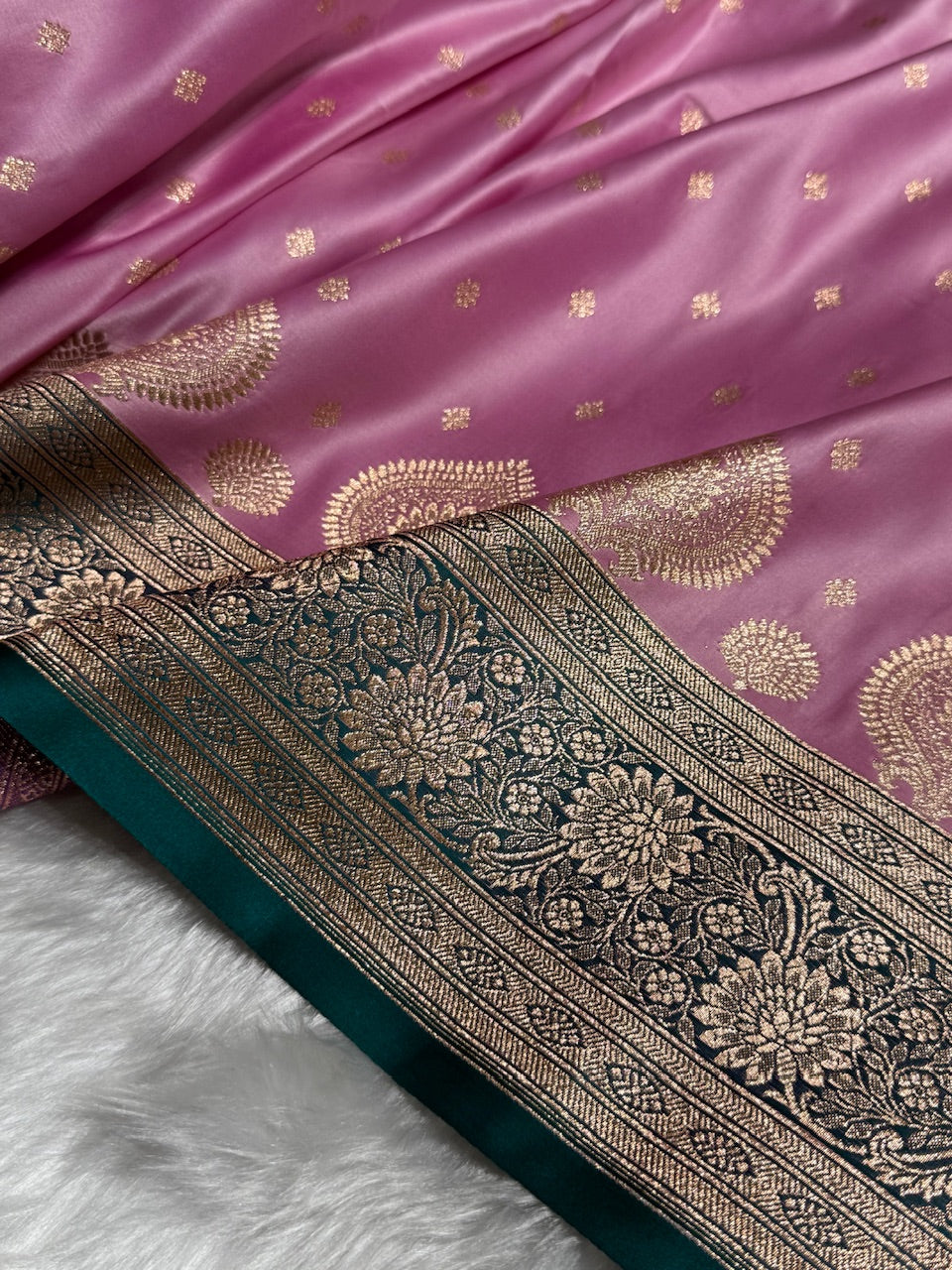 Lavender with Rama Booti Satin Katan Silk saree SK29