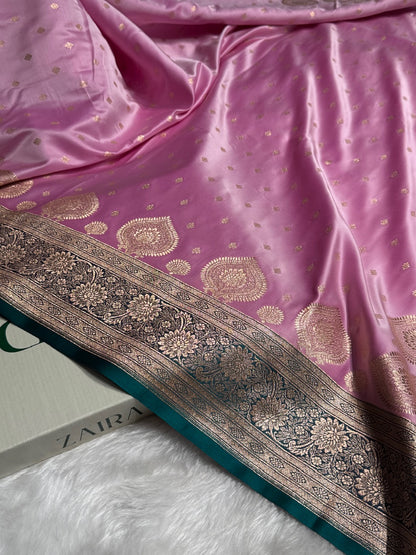Lavender with Rama Booti Satin Katan Silk saree SK29