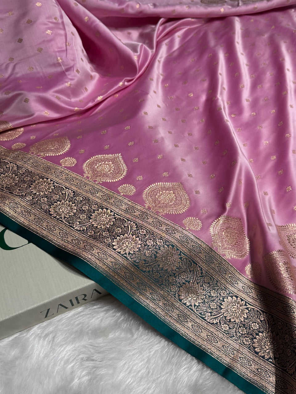 Lavender with Rama Booti Satin Katan Silk saree SK29