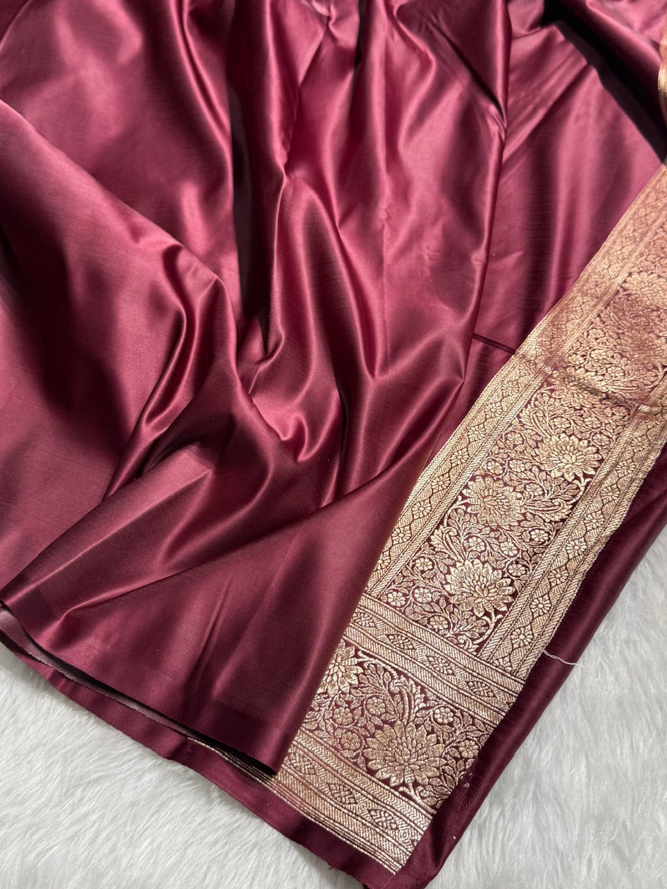 Lavender with Chocolate Booti Satin Katan Silk saree SK29