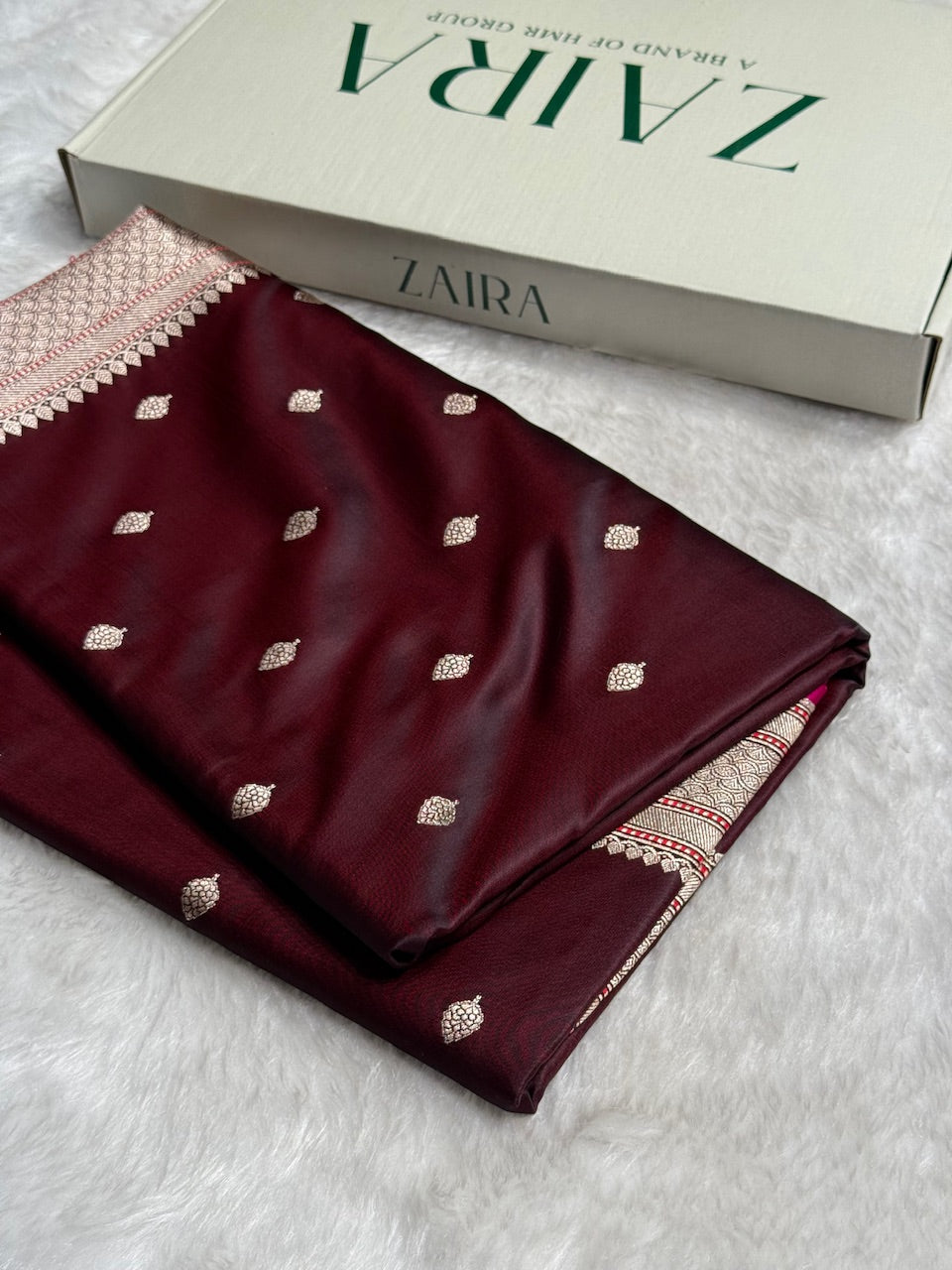 Chocolate Mashru Booti Mashru Silk Saree