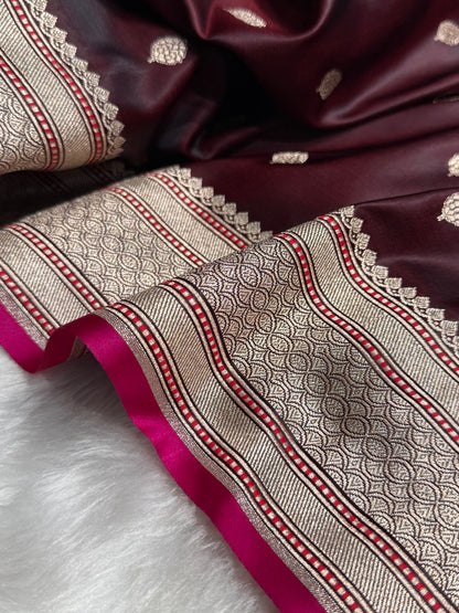 Chocolate Mashru Booti Mashru Silk Saree