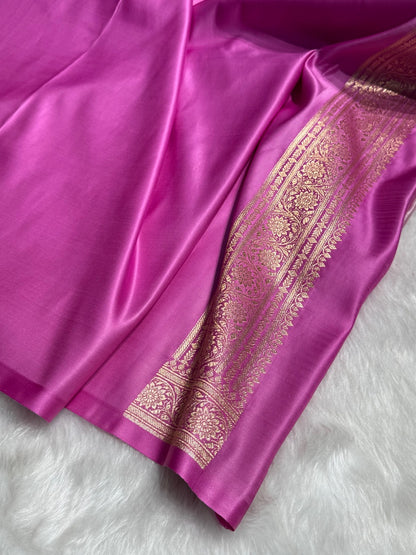 Tusser with Lavender Floral Boota Satin Katan Silk saree SK27