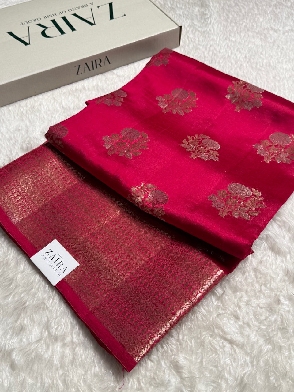 Rani Flower Booti Pure Caramel Silk Saree
