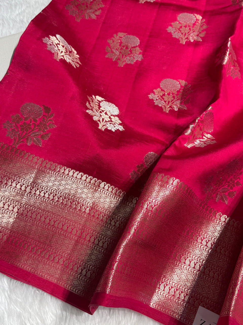Rani Flower Booti Pure Caramel Silk Saree
