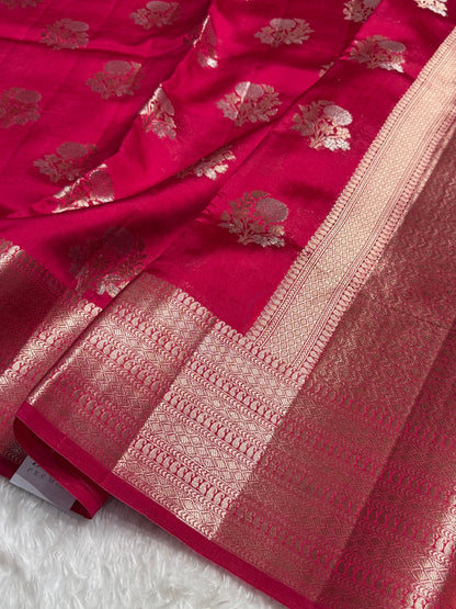 Rani Flower Booti Pure Caramel Silk Saree