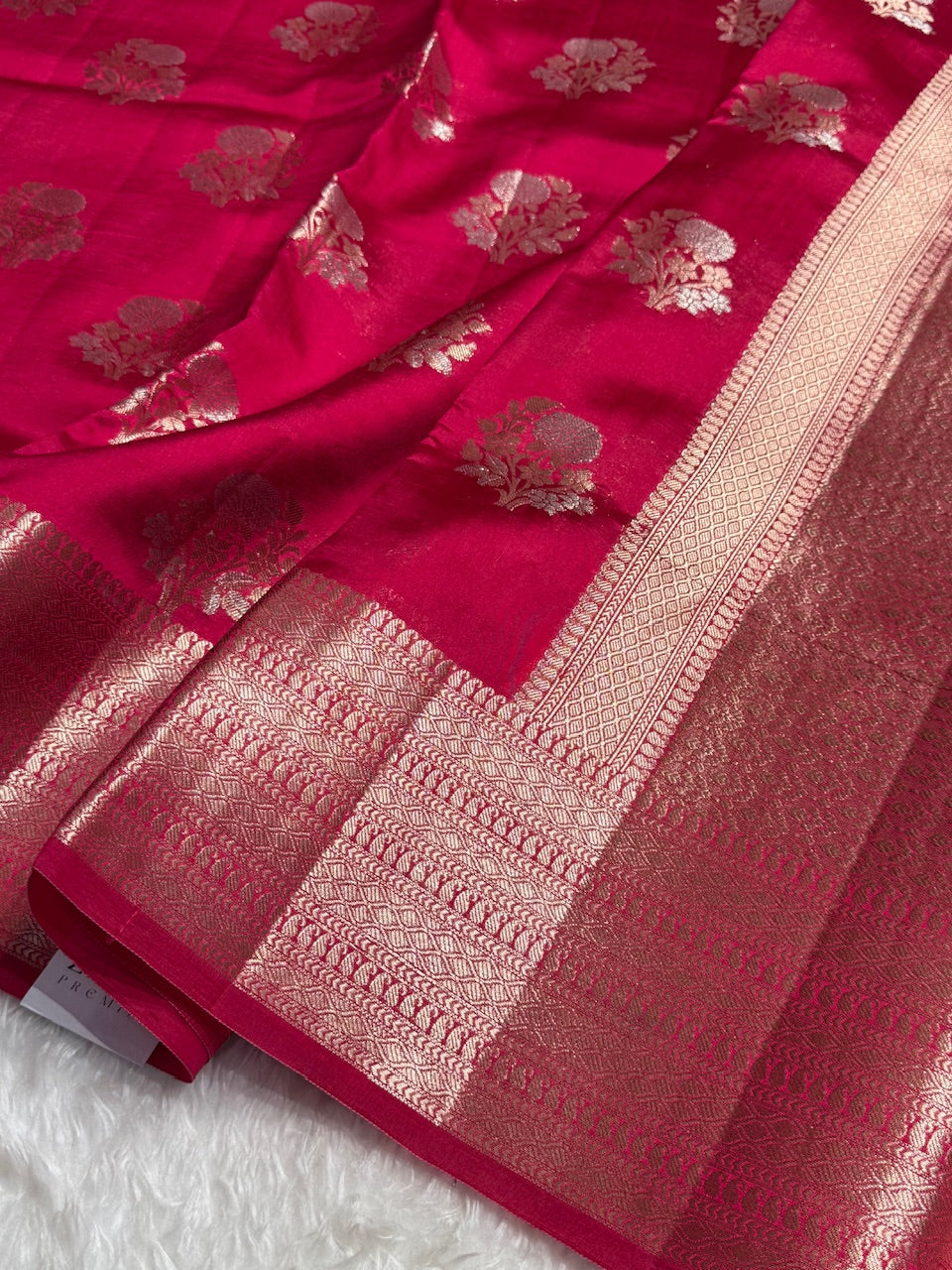 Rani Flower Booti Pure Caramel Silk Saree
