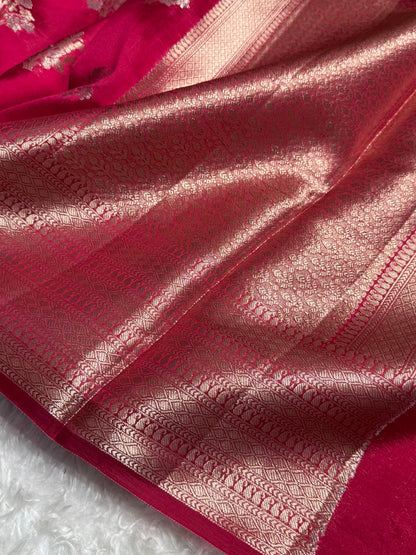 Rani Flower Booti Pure Caramel Silk Saree