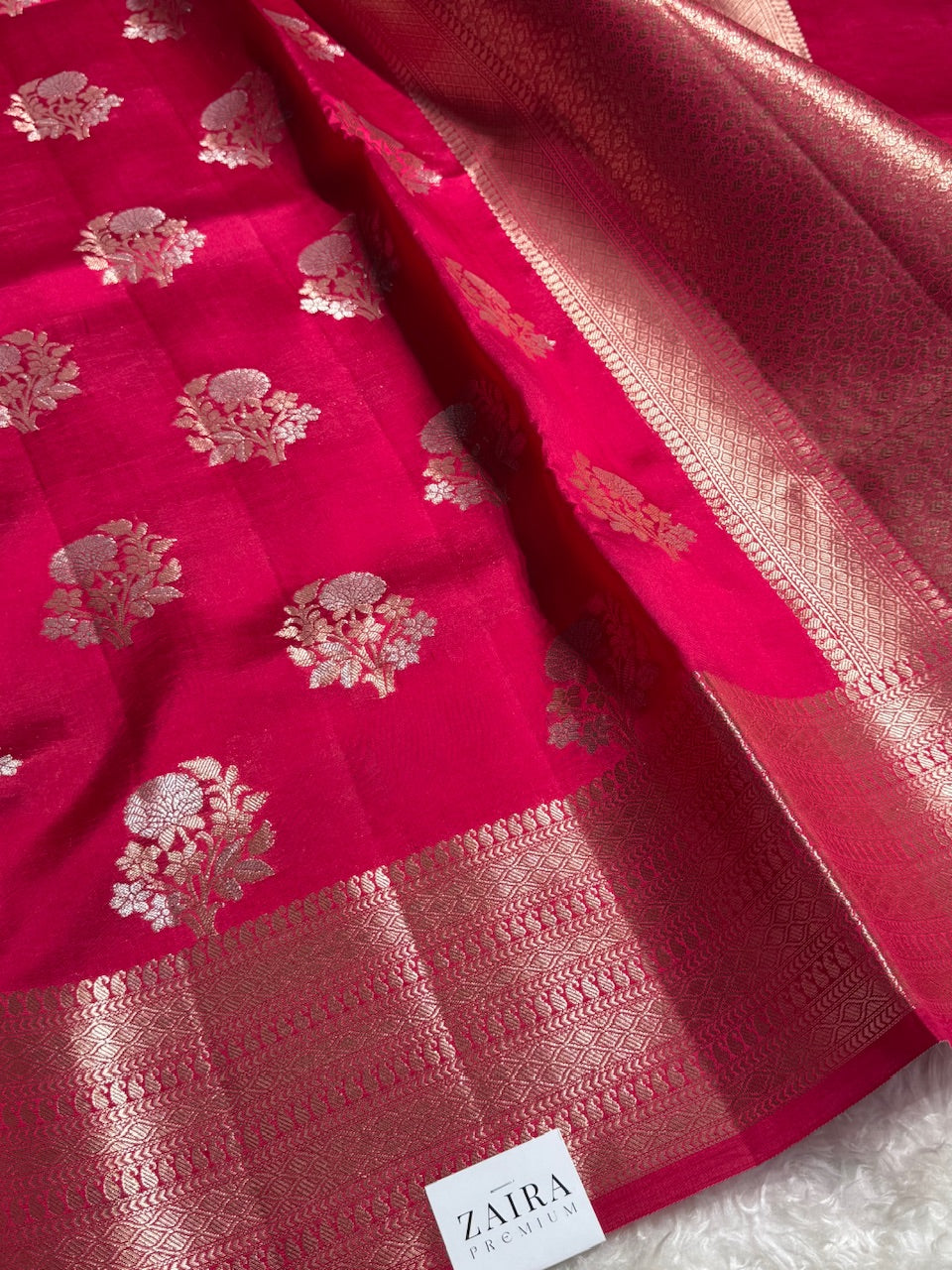 Rani Flower Booti Pure Caramel Silk Saree