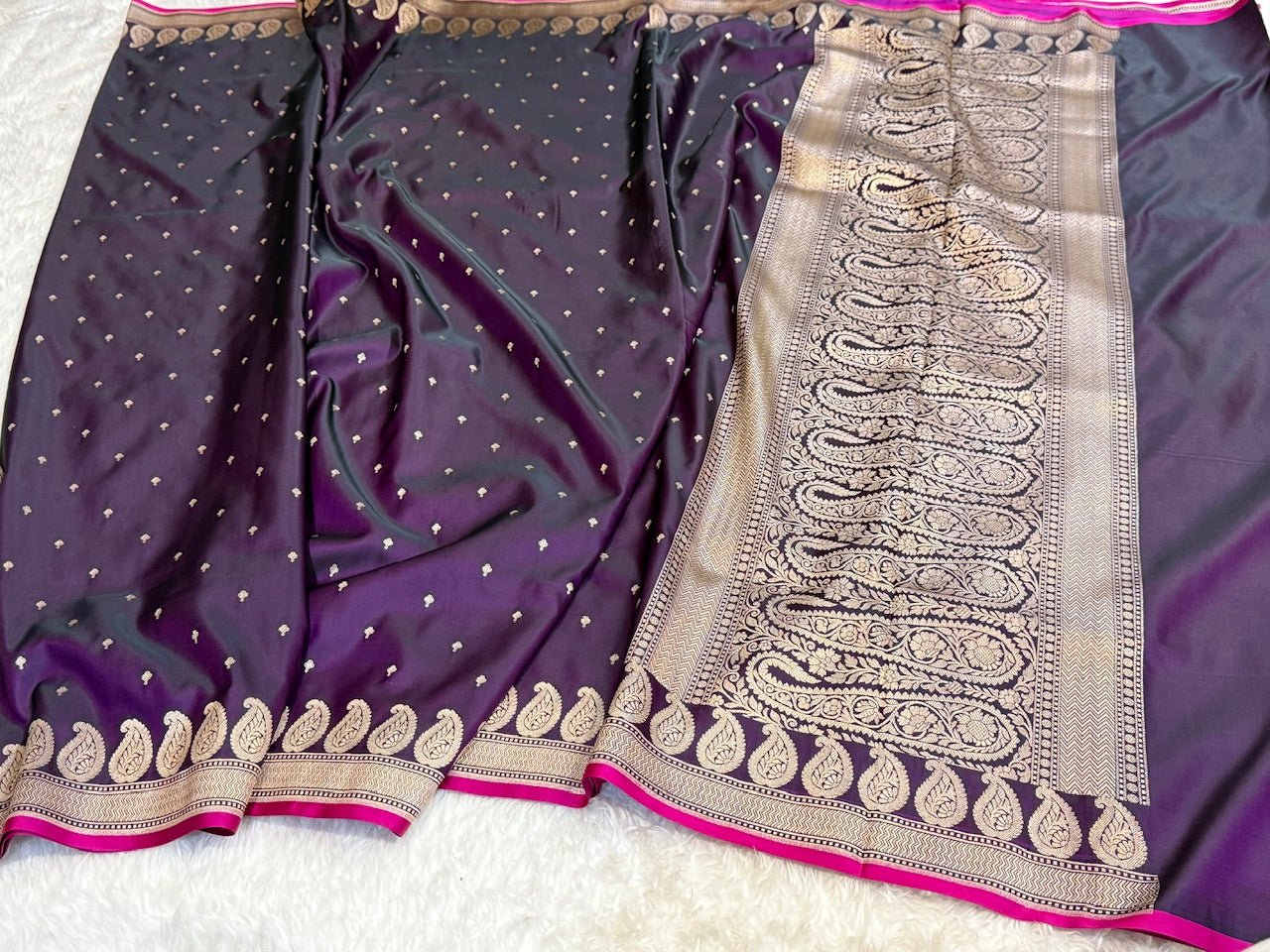 Dark Purple Mashru Silk Saree for Festive Seasons