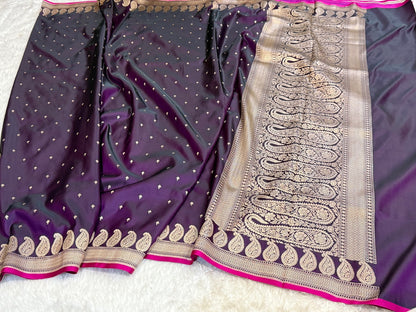 Dark Purple Mashru Silk Saree for Festive Seasons