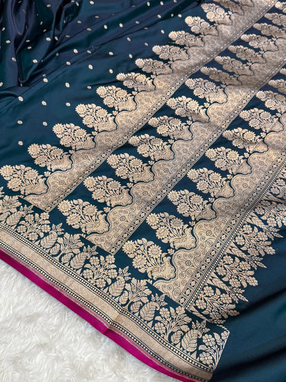 Nile Blue Mashru Silk Saree for Festive Seasons