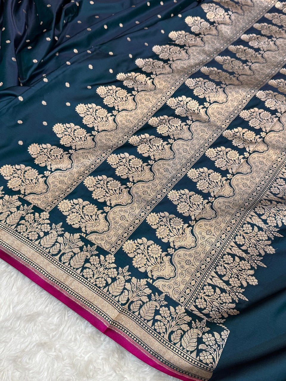 Nile Blue Mashru Silk Saree for Festive Seasons