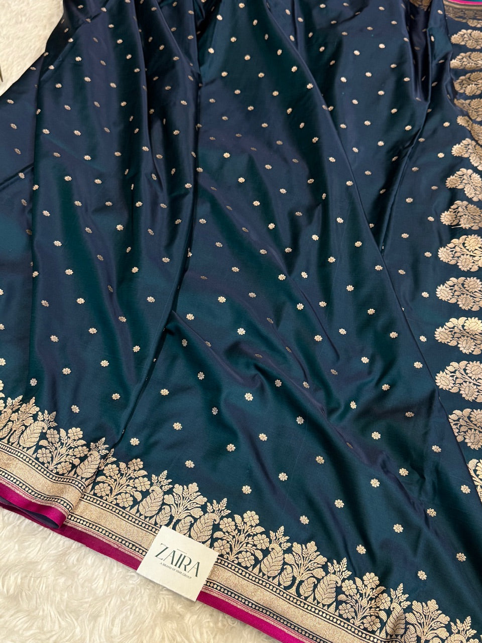 Nile Blue Mashru Silk Saree for Festive Seasons