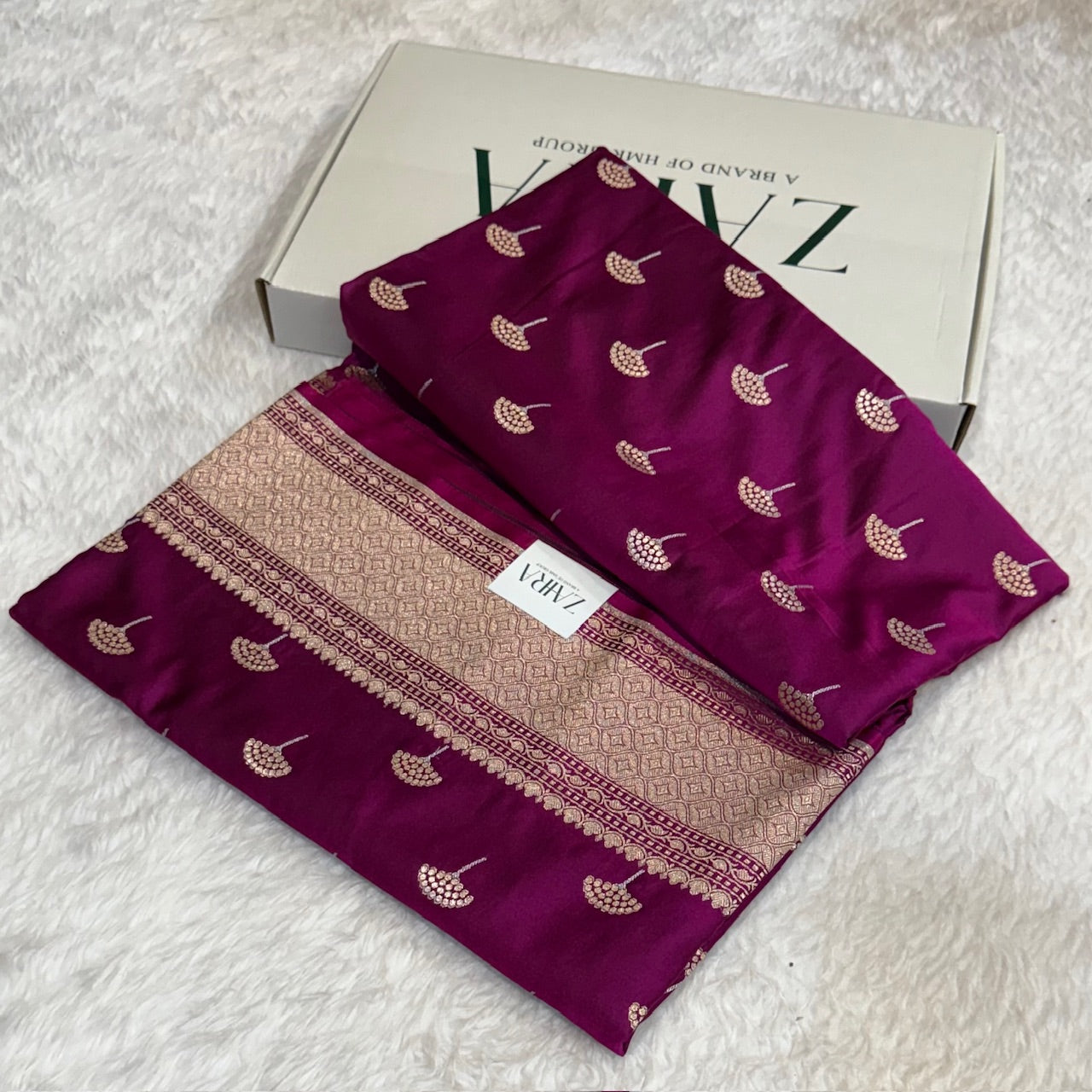 Wine Berry floral Motif Mashru Silk Saree