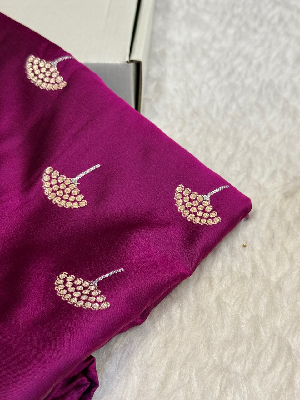 Wine Berry floral Motif Mashru Silk Saree