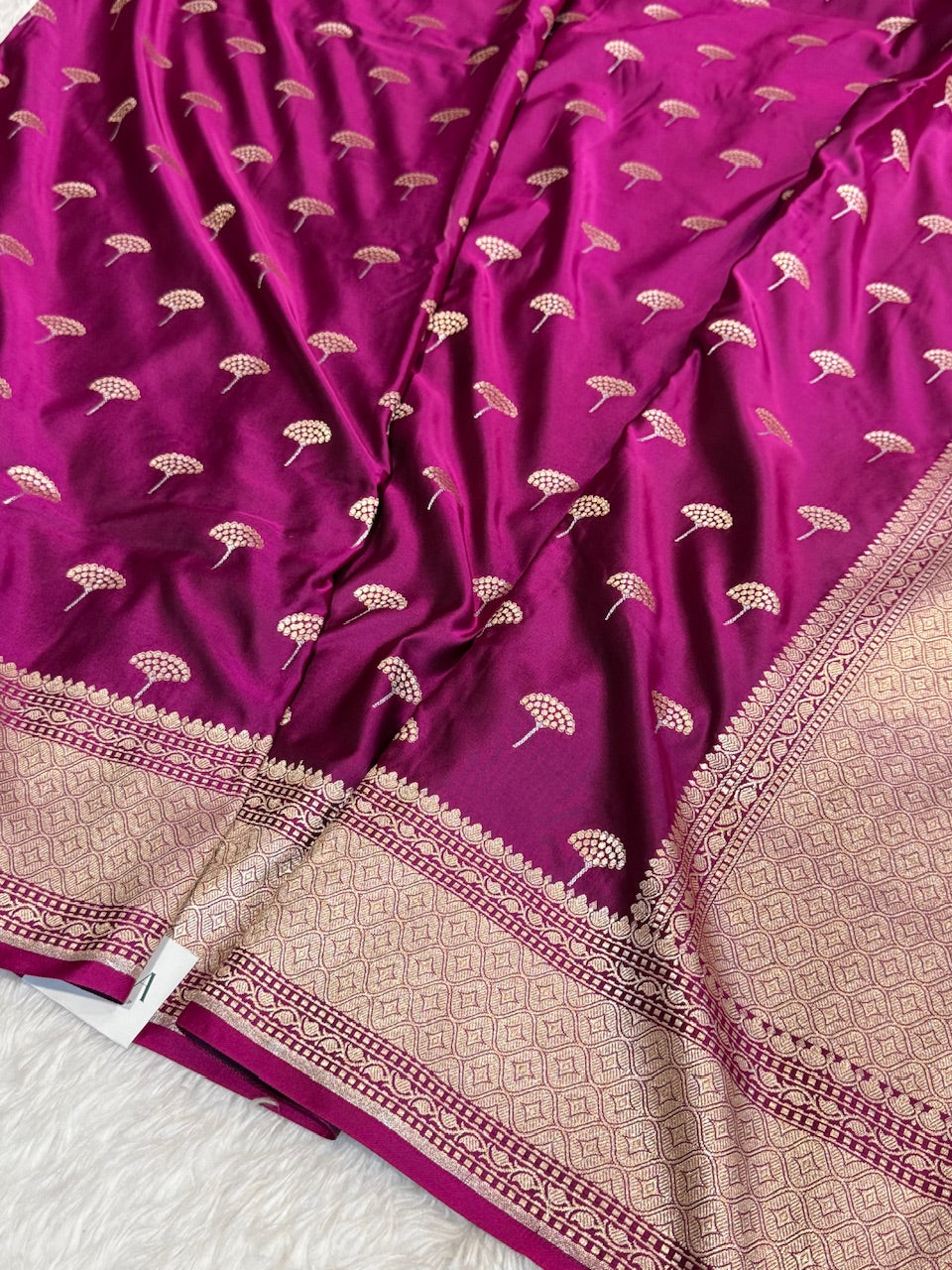 Wine Berry floral Motif Mashru Silk Saree