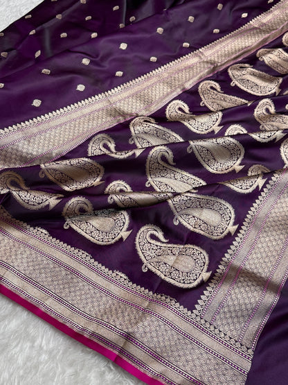 Dark Purple Mashru Booti Mashru Silk Saree