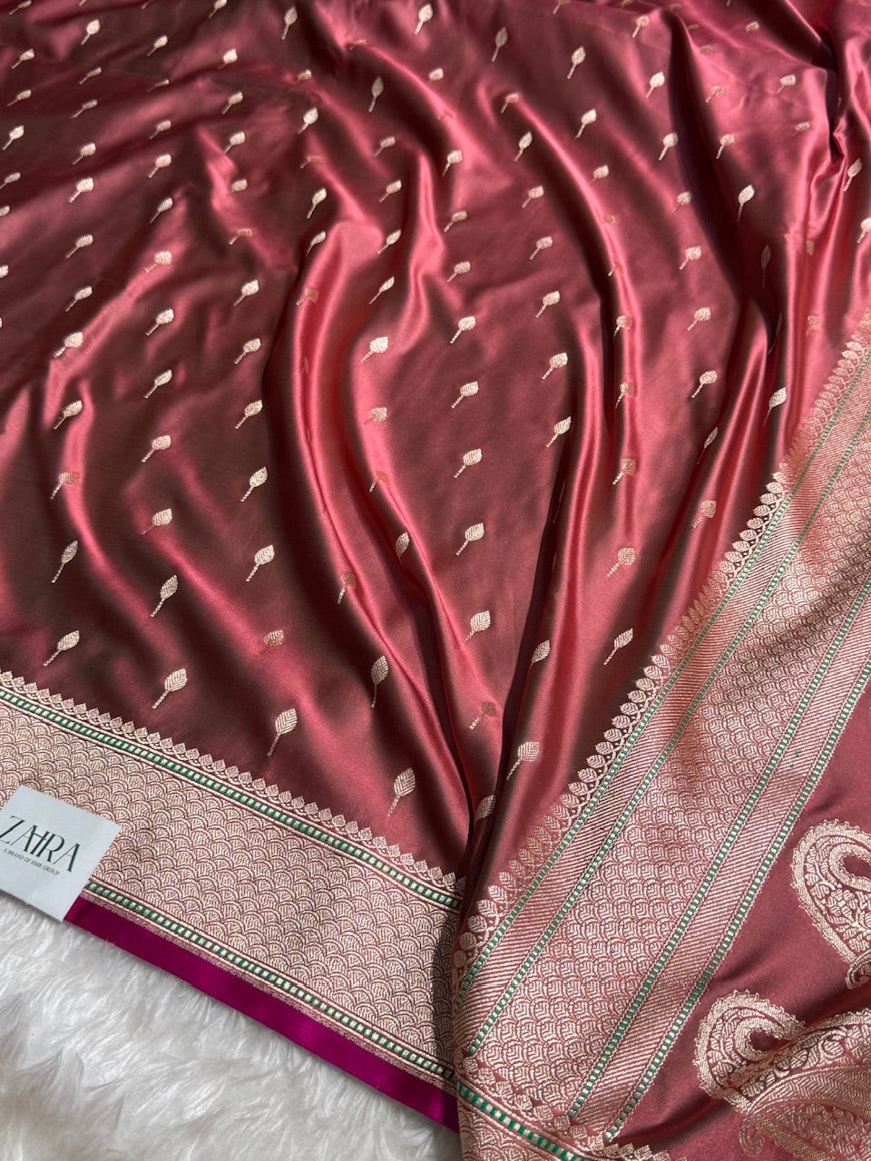 Solid Pink Motif Booti Mashru Silk